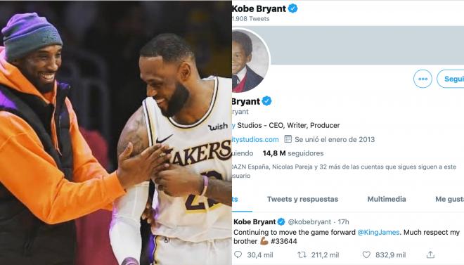 Kobe Bryant le dedicó su último tuit a su amigo LeBron James.