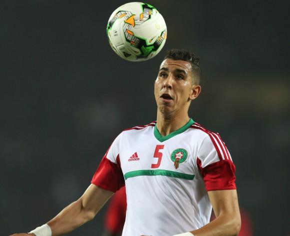 Jawad El Yamiq, durante un partido con la selección de Marruecos.