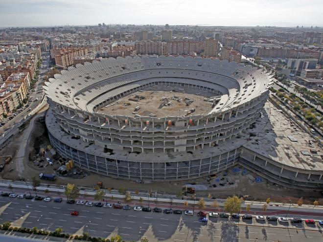 Nou Mestalla, estadio del Valencia CF, en la actualidad.