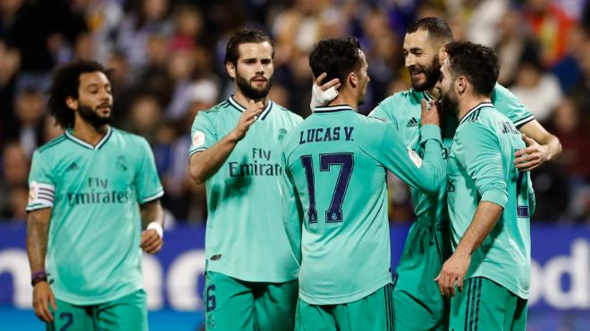 Los jugadores del Real Madrid celebran un gol en Zaragoza (Foto: (Real Madrid).