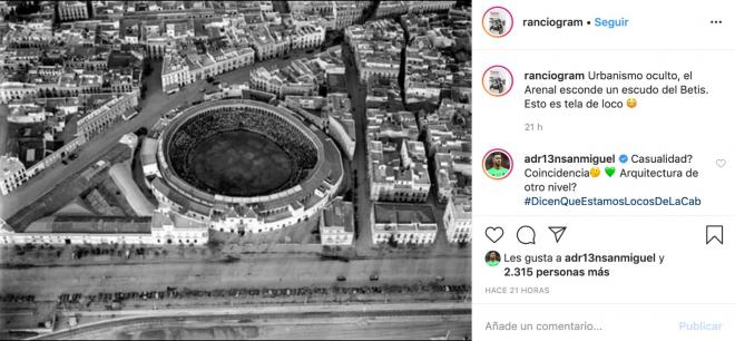 Adrián San Miguel responde a una foto de Instagram.