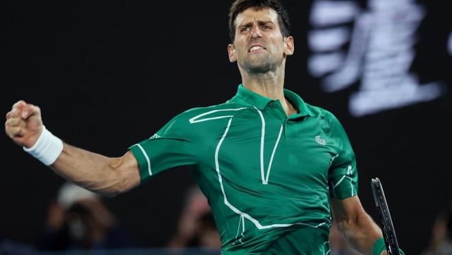 Novak Djokovic festeja un punto en el Abierto de Australia 2020 (Foto: EFE).