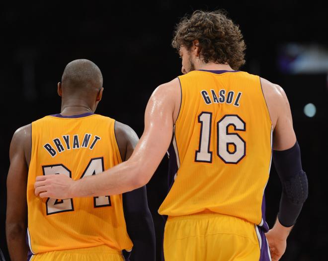 Kobe Bryant y Pau Gasol, durante su etapa en Los Ángeles Lakers.