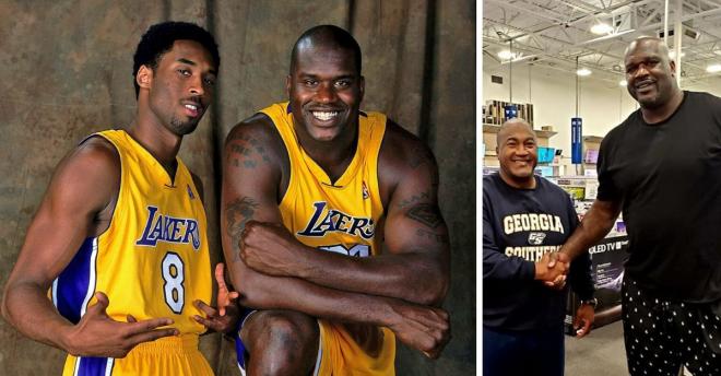 Kobe Bryant y Shaquille O'Neal, y el aficionado que le dio el pésame al exjugador.