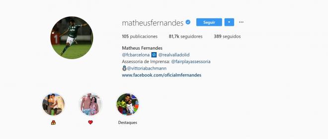 Matheus Fernandes anuncia su fichaje por el Barcelona.