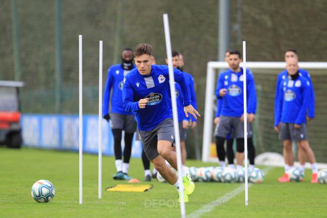 Los jugadores del Deportivo entrenando en Abegondo (Foto:RCD)