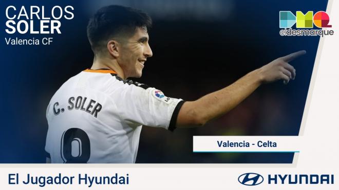 Carlos Soler, Jugador Hyundai del Valencia-Celta.