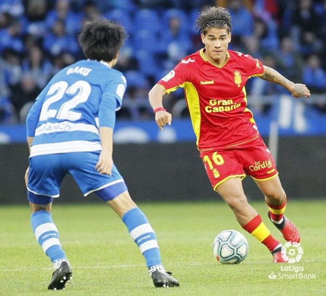 Fede Varela, durante un lance del partido en Riazor (Foto: LaLiga).