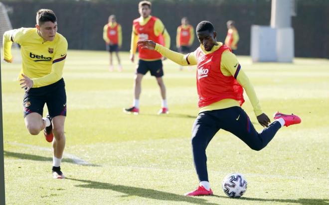 Dembélé, durante un entrenamiento (Foto: FCB).