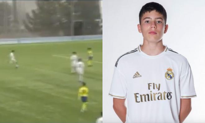 Golazo de Elyaz, hijo pequeño de Zidane, con el Cadete B del Real Madrid.