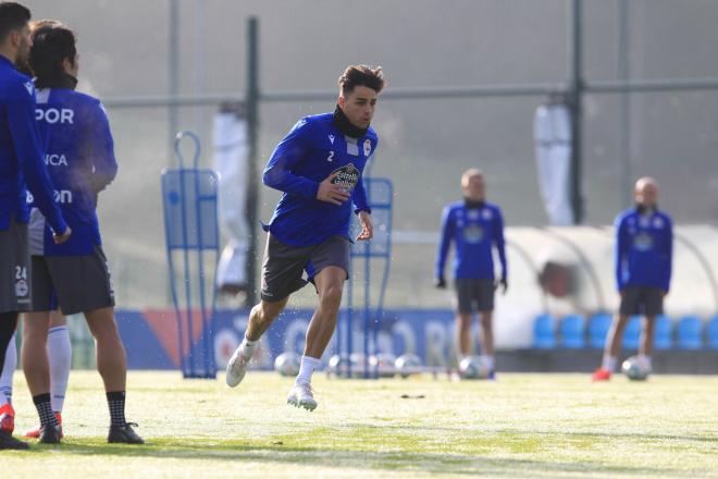 David Simón, en un entrenamiento del Deportivo en Abegondo (Foto:RCD)