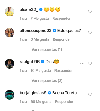 Comentarios de Nano, Espino, Guti y Borja Iglesias en la foto de Pombo (Foto: jorgepombo94).