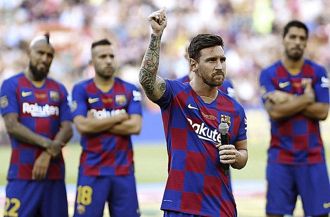 Messi, durante la presentación del equipo.