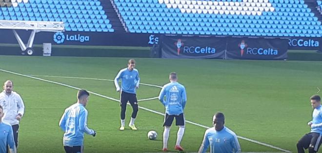 Bradaric, en un entrenamiento del Celta de Vigo.