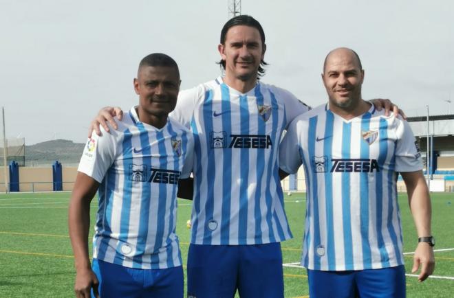 Catanha, De los Santos y Bravo, antes del partido.