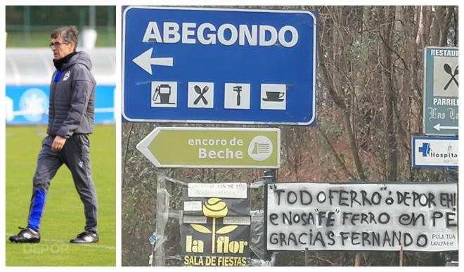 Pancarta situada en las cercanías de la Ciudad Deportiva de Abegondo.