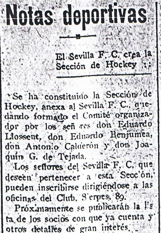 Recorte de prensa del Sevilla de Hockey en 1928 (Foto: José Melero).