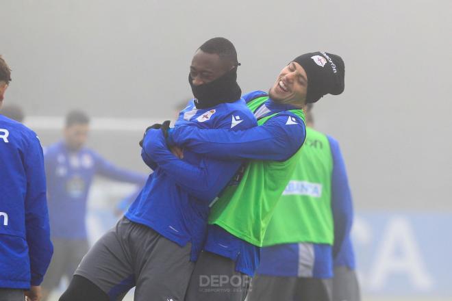 Javi Montero con Mujaid en Abegondo(Foto:RCD)