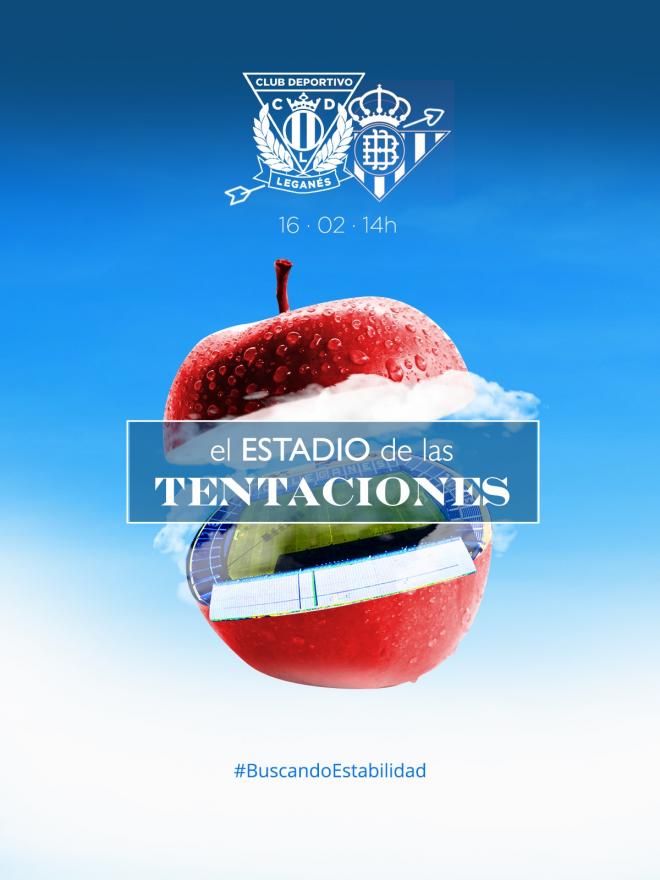 El cartel del Leganés-Betis, un guiño al programa de Mediaset La isla de las tentaciones.
