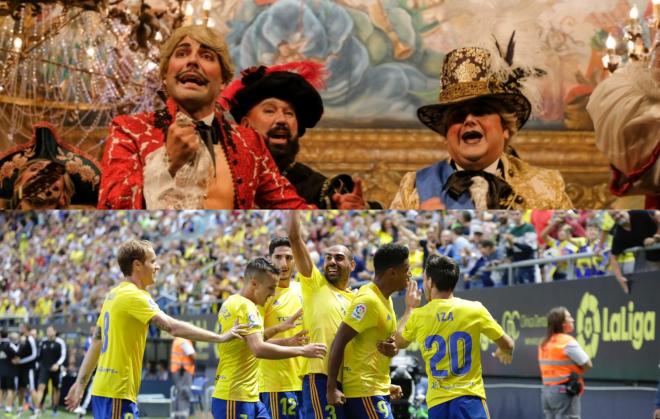 La comparsa de Martínez Ares y el Cádiz celebrando un gol (Foto: OndaCádiz Digital/Cristo Garcí