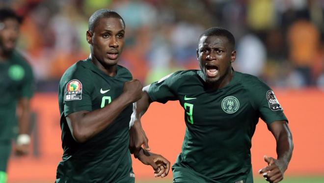 Odion Ighalo, celebrando un gol en la Copa África.