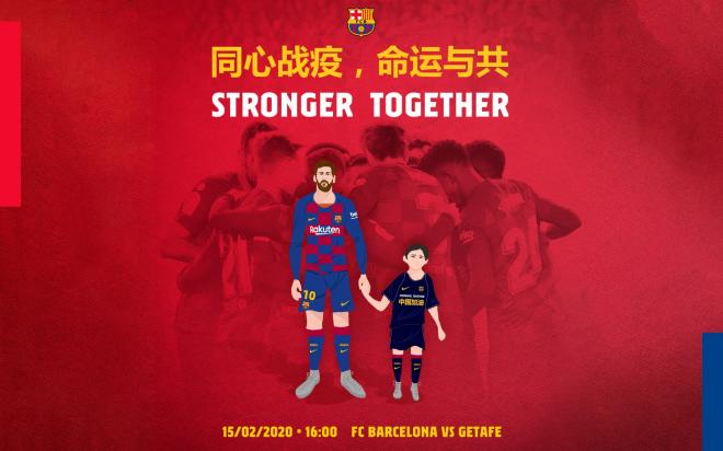 Cartel promocional del Barcelona-Getafe en apoyo a la comunidad china (Foto: FCB).