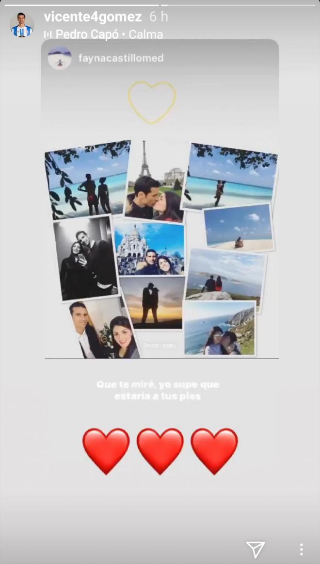 Captura de Instagram Stories de Vicente Gómez con su pareja.
