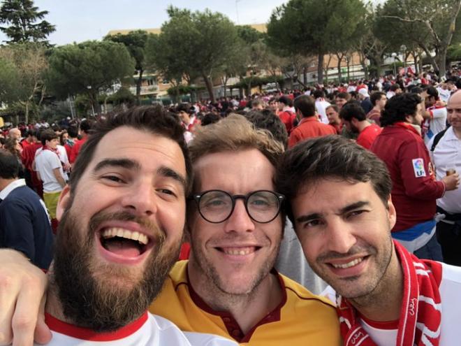 Juan Andreu, a la izquierda de la imagen, en la previa de la final de la Copa del Rey de 2018.