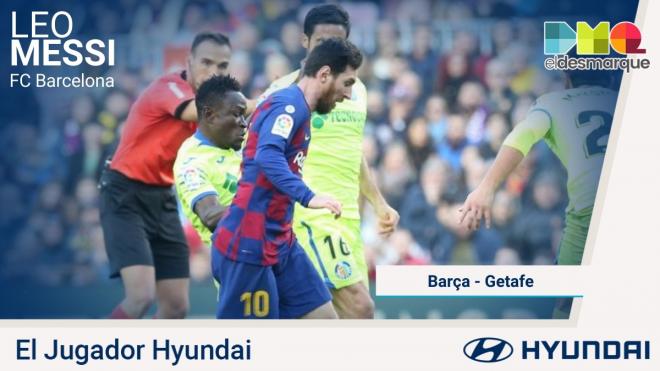 Leo Messi, jugador Hyundai del Barça-Getafe.