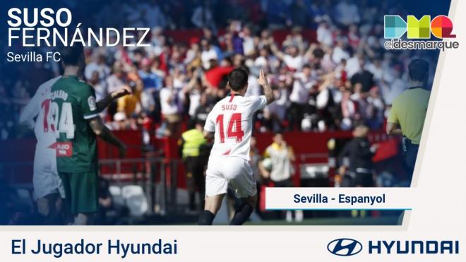 Suso, jugador Hyundai del Sevilla-Espanyol.