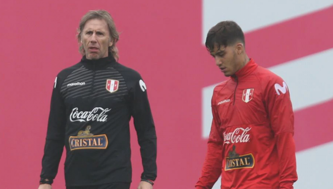 Gareca y Beto da Silva, durante un entrenamiento de la selección peruana.