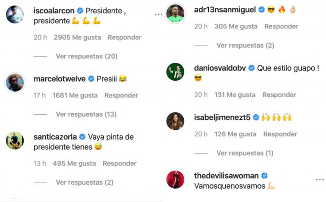 Mensajes de apoyo a Iker Casillas en Instagram por su candidatura a presidente de la RFEF.