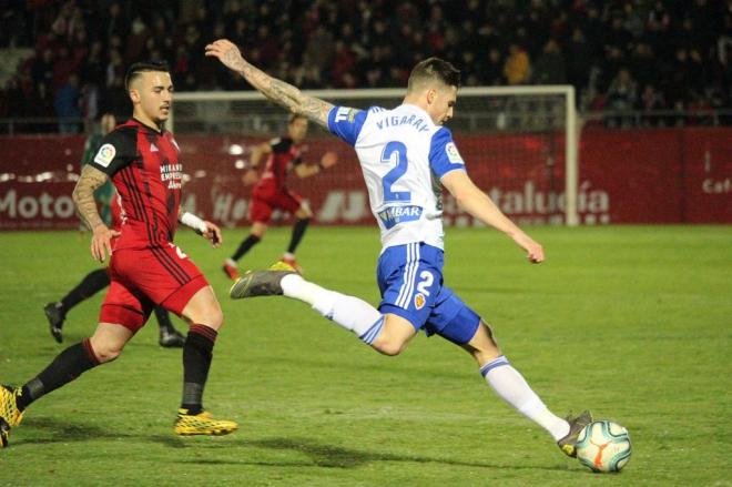 Carlos Vigaray, durante el Mirandés-Real Zaragoza (Foto: ZGZ).