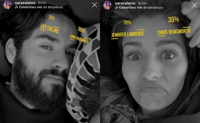 Isco Alarcón y Sara Sálamo juegan con el filtro 'Celebrities Mix' en Instagram.