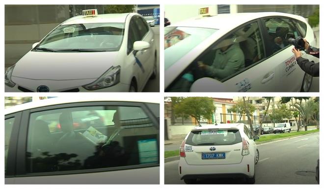 Imágenes de la salida de La Rosaleda del taxi en el que iba Shaheen.
