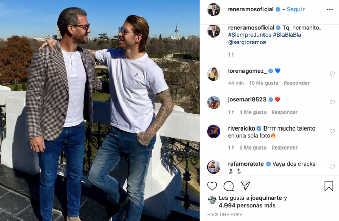 El 'like' de Joaquín y el comentario de Kiko Rivera en la foto de Sergio Ramos y su hermano René en Instagram.