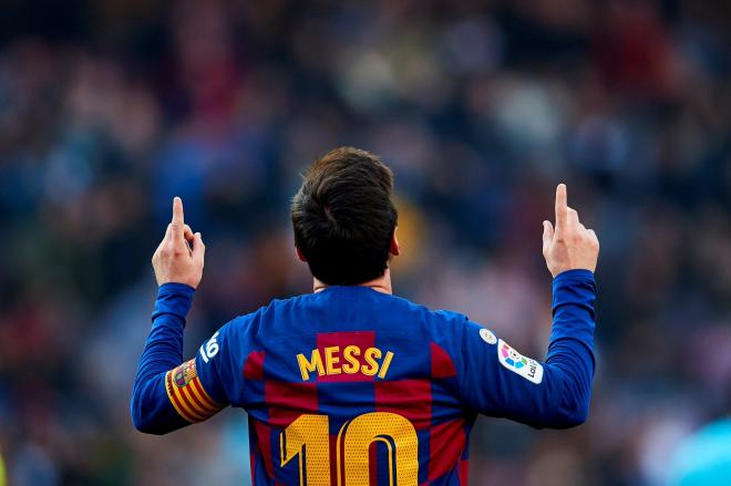 Leo Messi celebra un gol ante el Eibar en partido de LaLiga (Foto: EFE).