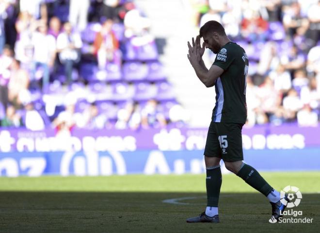 David López, tras ser expulsado en la visita del Espanyol al Valladolid (Foto: LaLiga).