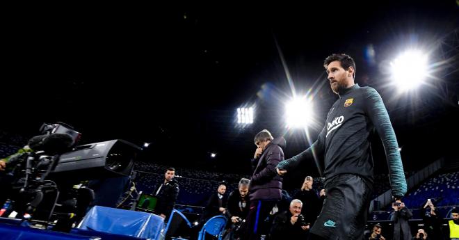 Leo Messi, en el último entrenamiento del Barça (Foto: EFE).