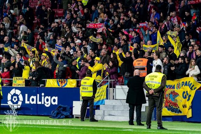 La afición del Villarreal en el Wanda Metropolitano (Foto: Villarreal CF).