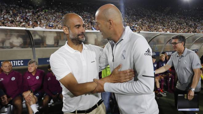 Guardiola y Zidane en la International Champions Cup (Foto: EFE).