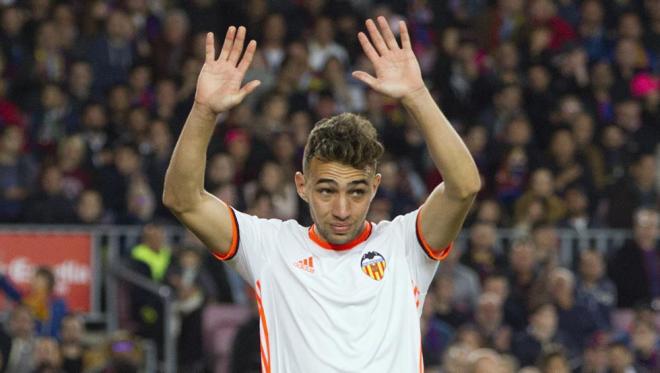 Munir, tras su gol en el Barça-Valencia de la 16/17 (Foto: EFE).