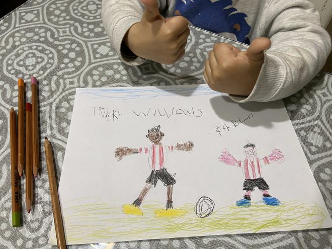 Este es el dibujo de Pablo para Iñaki Williams (Foto: @mrinconp).