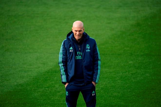 Zidane, en el entrenamiento previo al Real Madrid-Manchester City (Foto: UEFA).