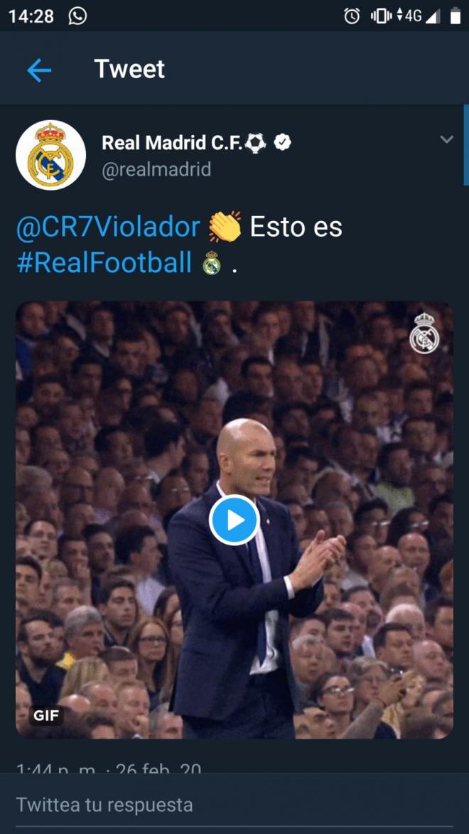 Polémico tuit de la cuenta oficial del Real Madrid.