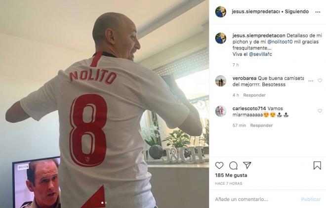 Jesuli, con la camiseta de Nolito en Instagram.
