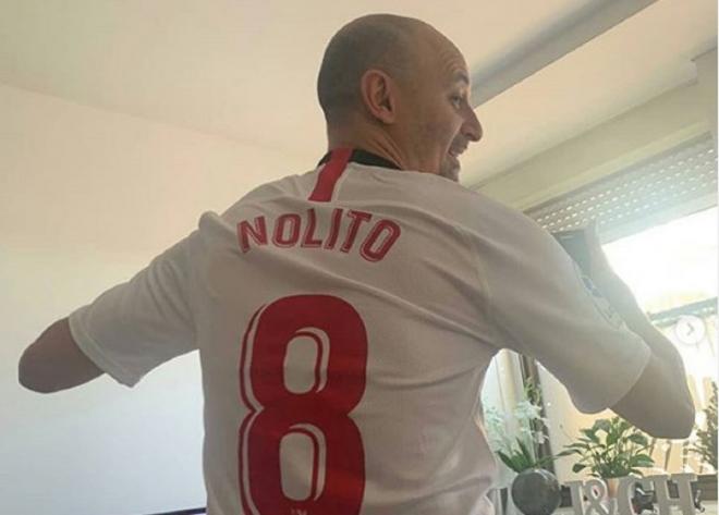 Jesuli, con la camiseta de Nolito en Instagram.