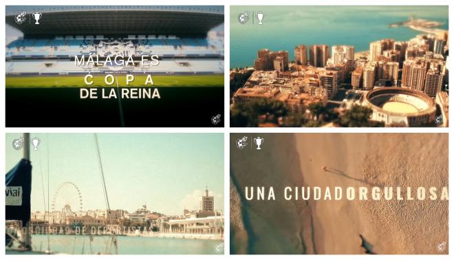 Cuatro fragmentos del spot para anunciar Málaga como sede de la final de la Copa de la Reina.