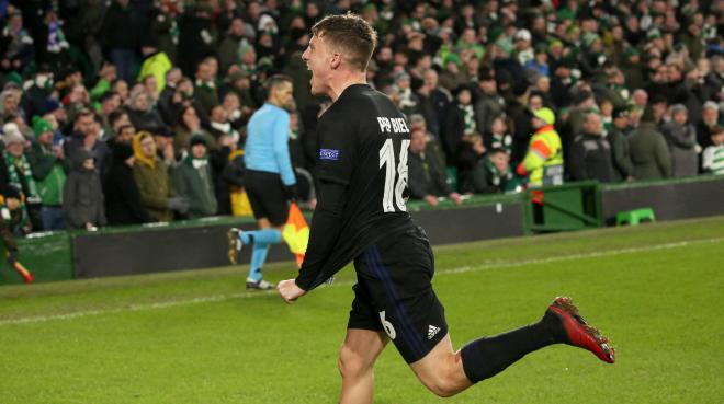 Pep Biel celebra su gol en el Celtic-Copenhague (Foto: FCK).