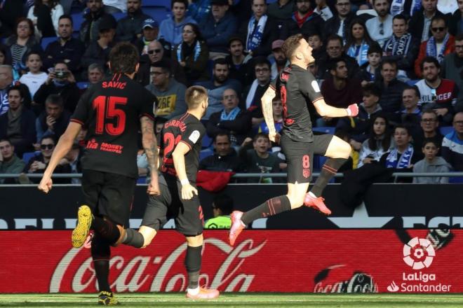 Saúl celebra su gol al Espanyol (Foto: LaLiga).